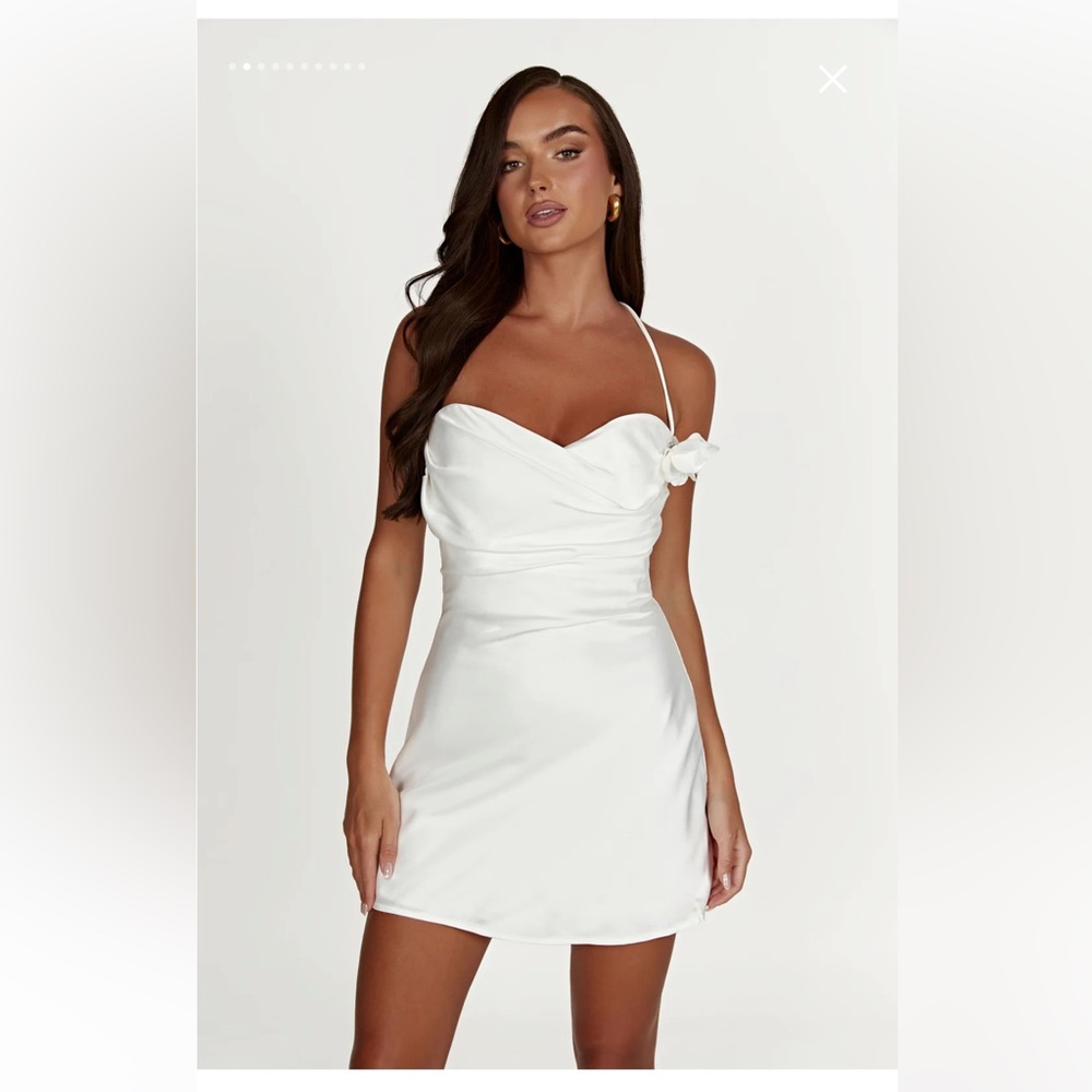 NWT Meshki OTILLIE
Rose Halter Mini Dress - White